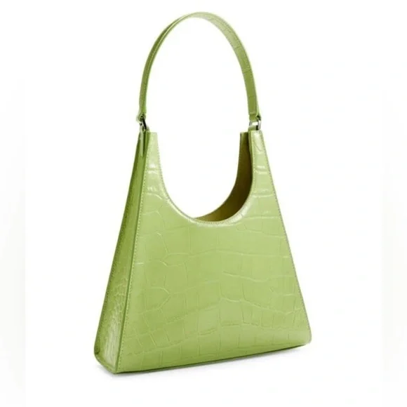 STAUD Lime Green Croc-Embossed Shoulder Bag - Picture 4 of 4